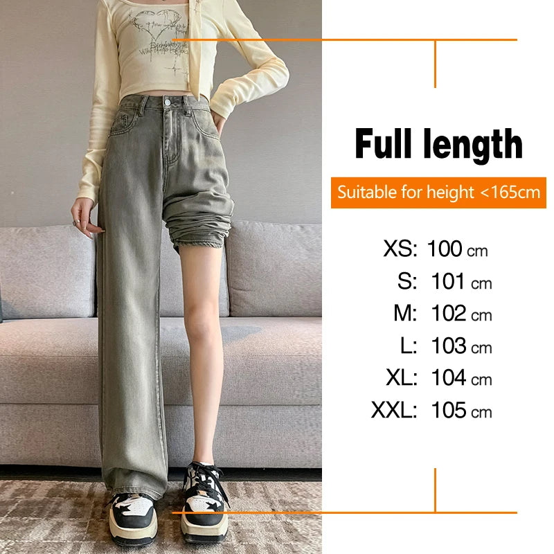 TAMBREET 100% Lyocell Fabric Summer Ultra-thin Women's Jeans High Waist Baggy Straight Soft Ice Silk Drape Cool Pants Fashion Female