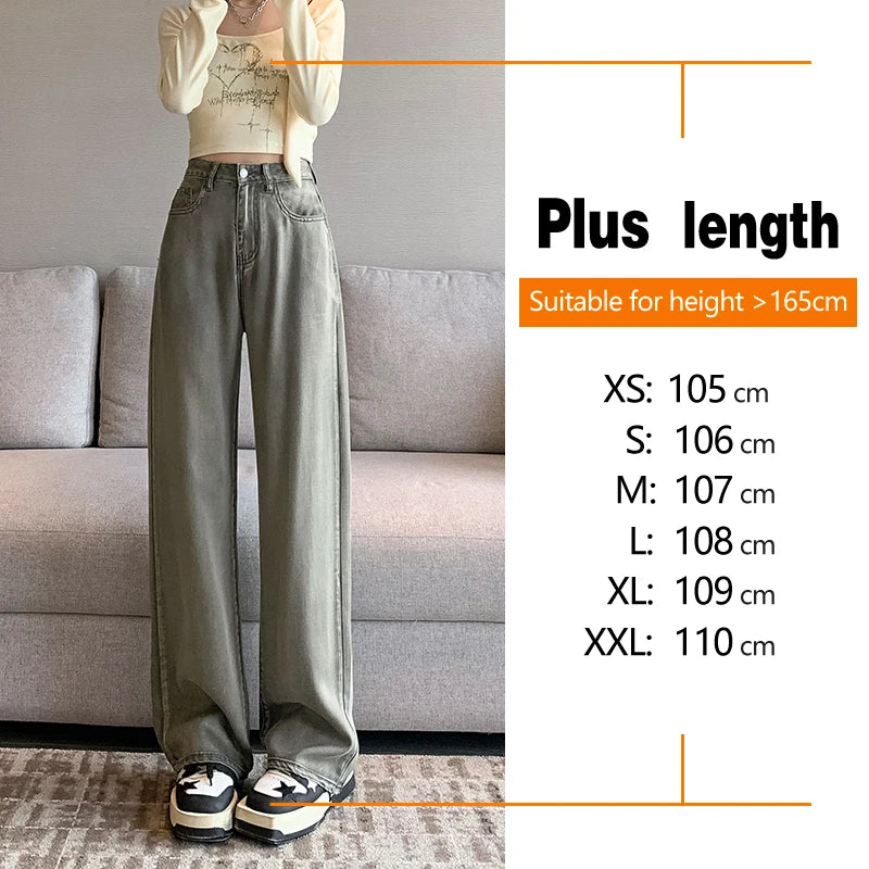 TAMBREET 100% Lyocell Fabric Summer Ultra-thin Women's Jeans High Waist Baggy Straight Soft Ice Silk Drape Cool Pants Fashion Female