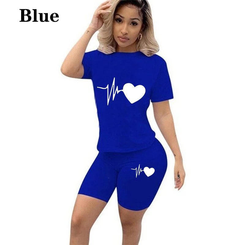 TAMBREET 2024 New Trending Ladies Fashion Jogging Suit Casual Sportswear High Quality Summer Tees and Shorts 2 Pcs Set S-3XL