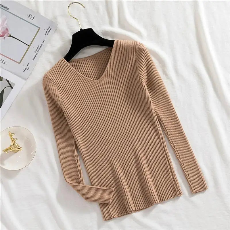 TAMBREET 2024 Autumn Winter Women Sweaters Casual Long Sleeve Knitted Pullover Sweater Femme Basic Solid Jersey Tops Fashion Clothes