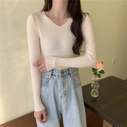 TAMBREET 2024 Autumn Winter Women Sweaters Casual Long Sleeve Knitted Pullover Sweater Femme Basic Solid Jersey Tops Fashion Clothes