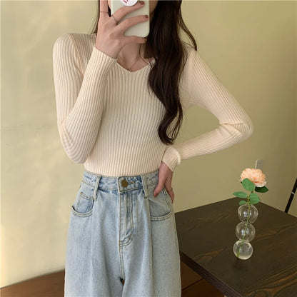 TAMBREET 2024 Autumn Winter Women Sweaters Casual Long Sleeve Knitted Pullover Sweater Femme Basic Solid Jersey Tops Fashion Clothes