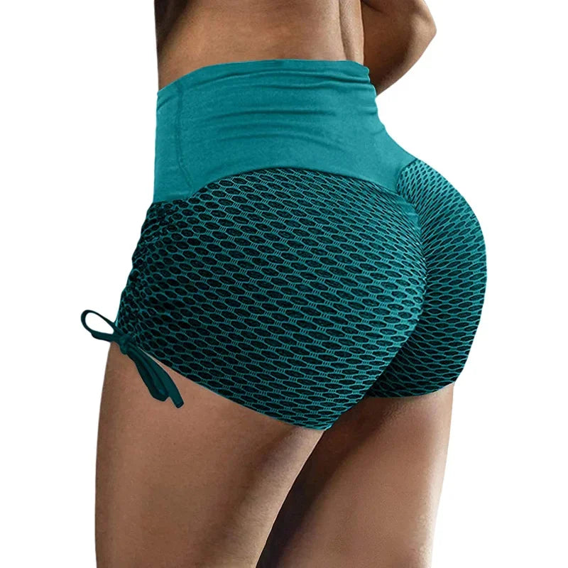 TAMBREET 2024 European and American Amazon Spring/Summer New Elastic Jacquard Pants Spliced Slim Fit Yoga Sports Bottom Shorts for Women