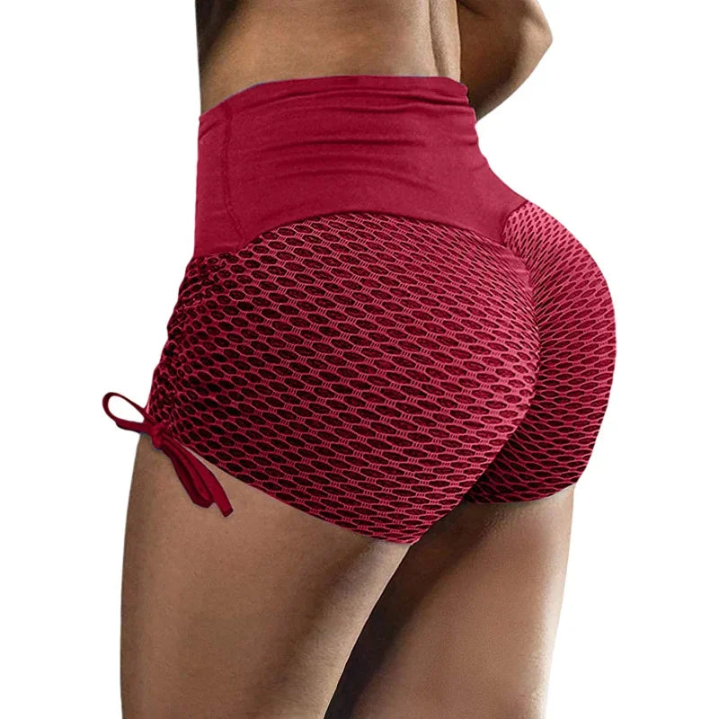 TAMBREET 2024 European and American Amazon Spring/Summer New Elastic Jacquard Pants Spliced Slim Fit Yoga Sports Bottom Shorts for Women