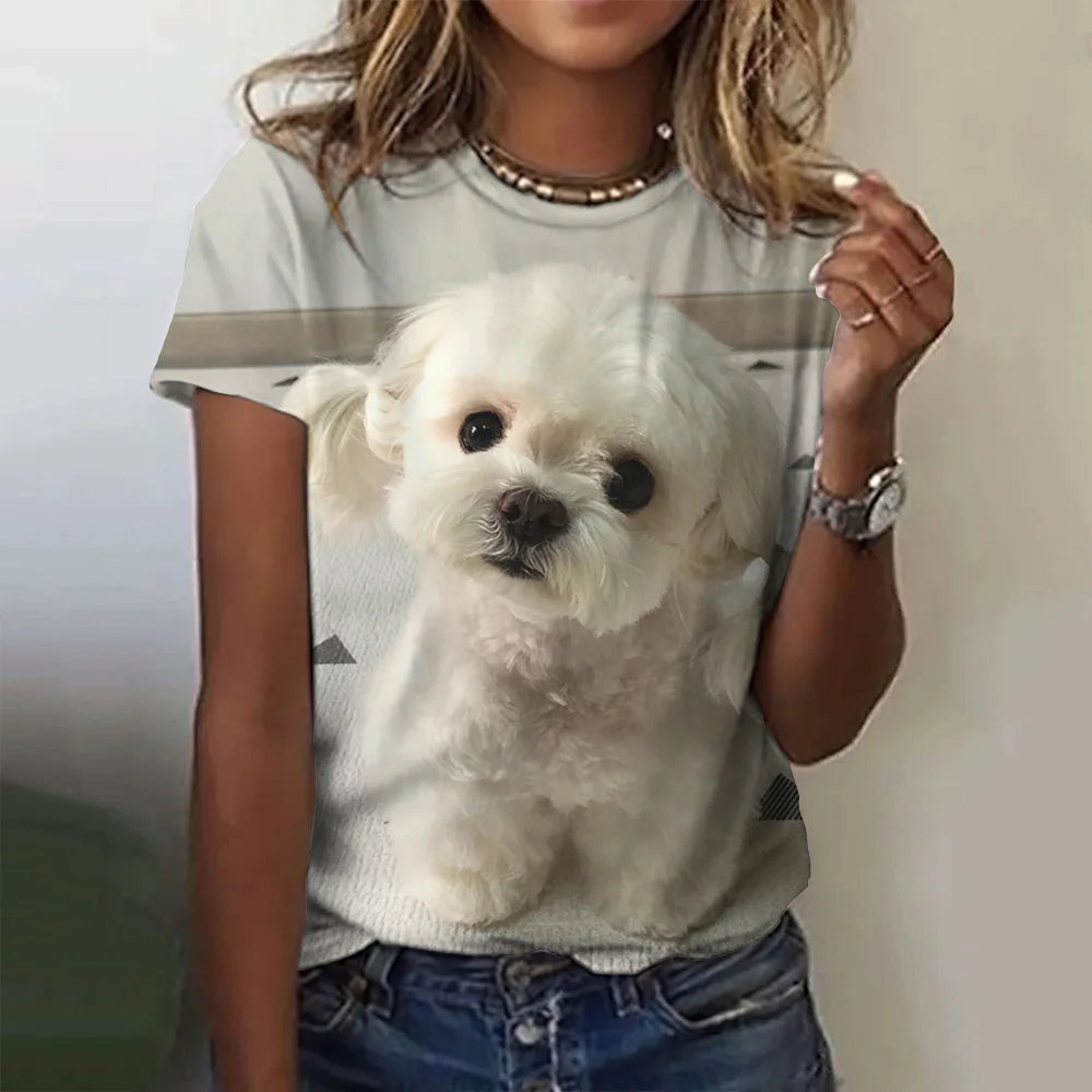 TAMBREET 2024 New Style T-shirt For Women Cute Dog Graphic Print Female Tees Oversized T-Shirt Summer Women Clothing Short Sleeve Fashion