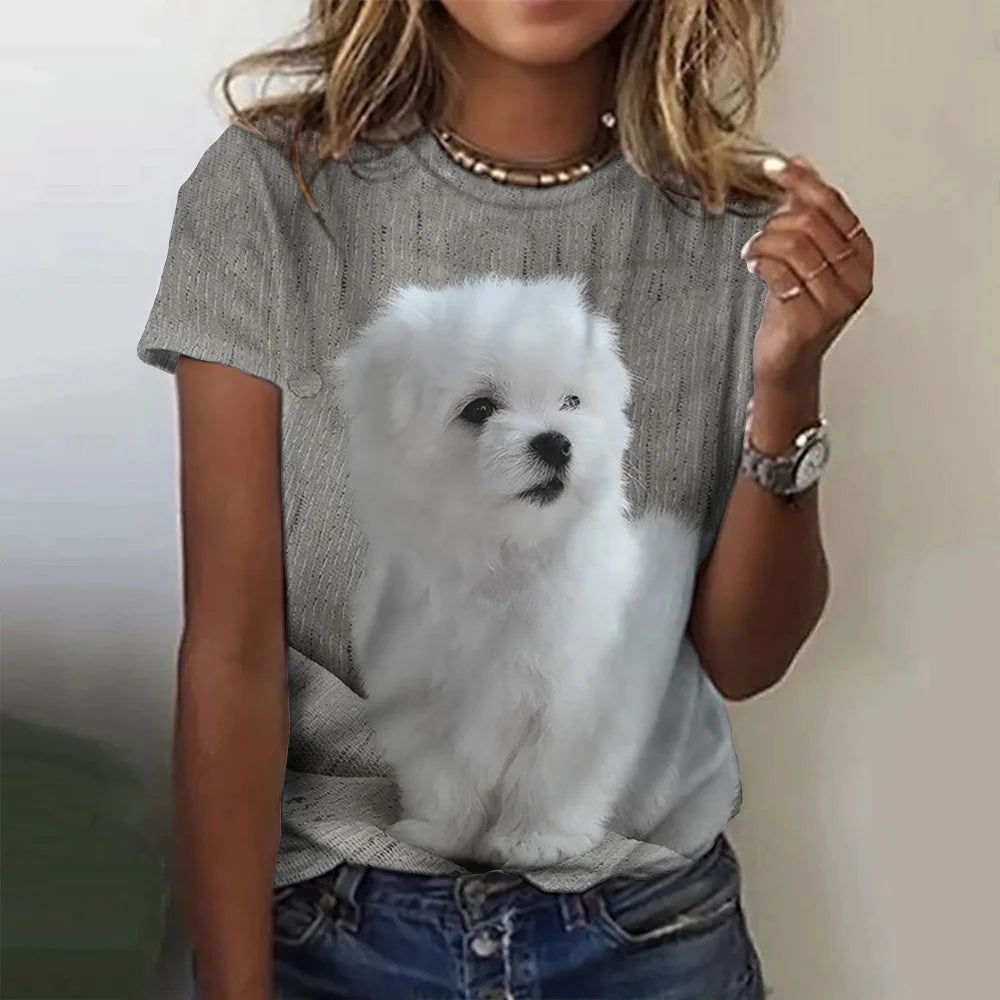 TAMBREET 2024 New Style T-shirt For Women Cute Dog Graphic Print Female Tees Oversized T-Shirt Summer Women Clothing Short Sleeve Fashion