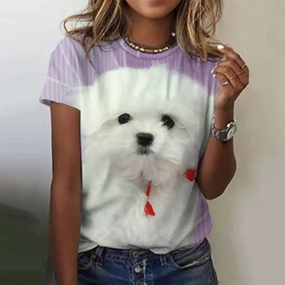 TAMBREET 2024 New Style T-shirt For Women Cute Dog Graphic Print Female Tees Oversized T-Shirt Summer Women Clothing Short Sleeve Fashion