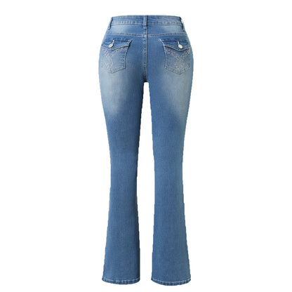 TAMBREET 2024 New Women's Stretch Boot Cut Jeans Fashion Slim Fit Hip-Lifting Denim Flared Pants Casual Women's Trousers