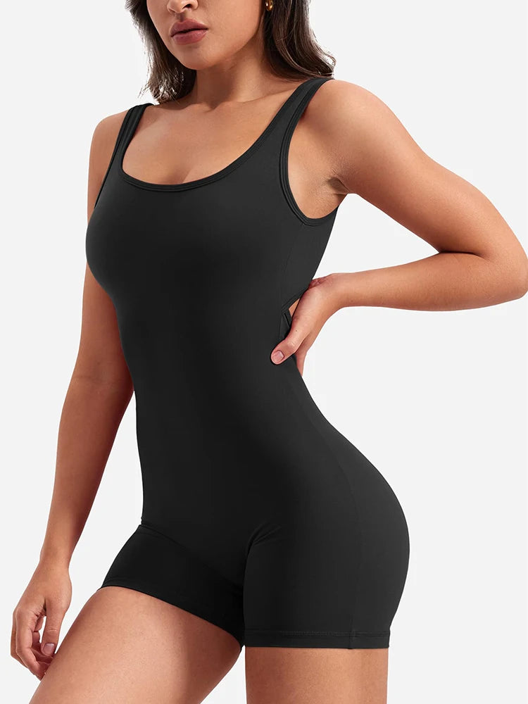 TAMBREET 2024 Spring and Summer New Women's Slim Hip Lifting One-piece Shorts Sexy Backless Sports Yoga Clothing