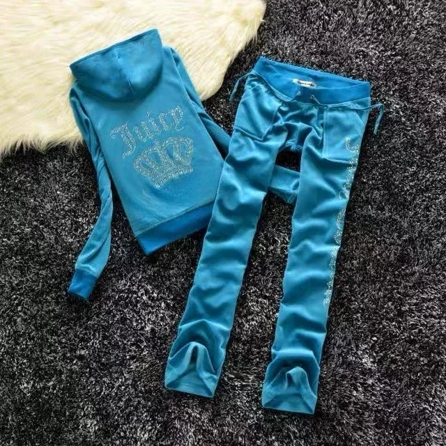 TAMBREET 2024 Velvet Tracksuit Set Women Velour Sweatshirt 2 Piece Sets Women Outfit Hoodies Pant Sets Y2k Juicy Tracksuit Sewing Set