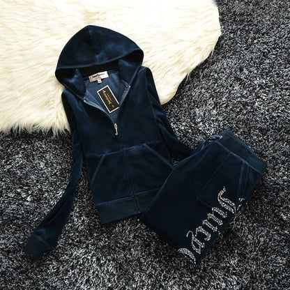 TAMBREET 2024 Velvet Tracksuit Set Women Velour Sweatshirt 2 Piece Sets Women Outfit Hoodies Pant Sets Y2k Juicy Tracksuit Sewing Set