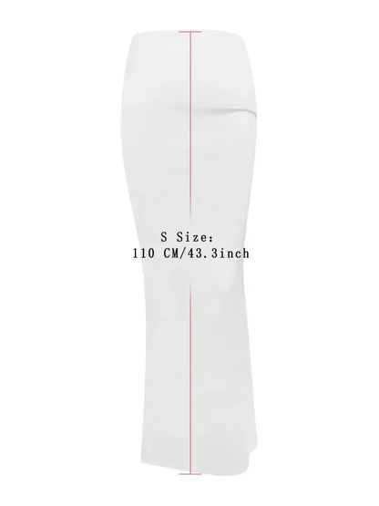 TAMBREET 2024 White Satin High Waist Long Skirt Female Elegant Slim Patchwork Fashion Streetwear Ladies Solid Autumn Casual Maxi Skirt