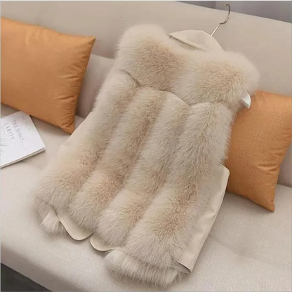 TAMBREET 2024 Women Autumn Winter New Imitation Fox Fur Vest Jacket Female Vest Women Grace Fashion Young Coat