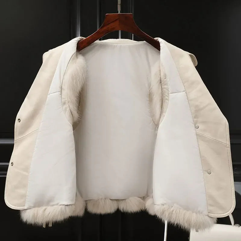 TAMBREET 2024 Women Autumn Winter New Imitation Fox Fur Vest Jacket Female Vest Women Grace Fashion Young Coat