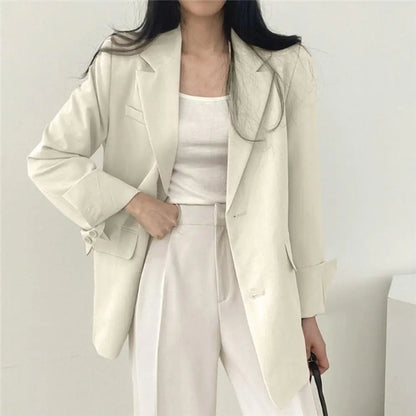 TAMBREET 2024 Women Blazer Pants Korean Fashion Open Front Blazer Jacket Straight Wide Leg Suit Pants Women Casual Blazer Suit Pants