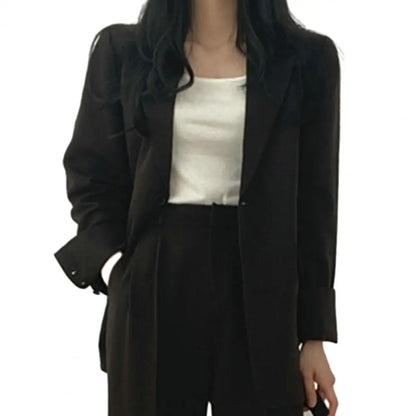 TAMBREET 2024 Women Blazer Pants Korean Fashion Open Front Blazer Jacket Straight Wide Leg Suit Pants Women Casual Blazer Suit Pants