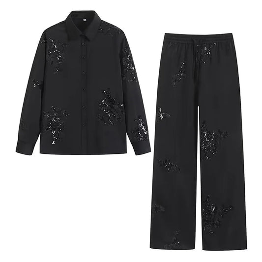 TAMBREET 2024 Zarb Spring Summer New Women's Wear European and American Heavy Industry Embroidered Shirt and Pant Set