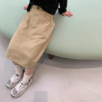 TAMBREET  5039C Children Clothes Girl's Skirt 2024 Spring Summer Korean Hot Sale Girl's Long Skirt Fashion Denim Skirt