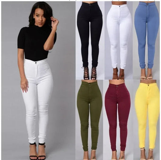 TAMBREET Amazon Best Selling Elastic Candy Colored Slimming Jeans For Women Quick Drying High Waist Casual Pants Large Stock Available