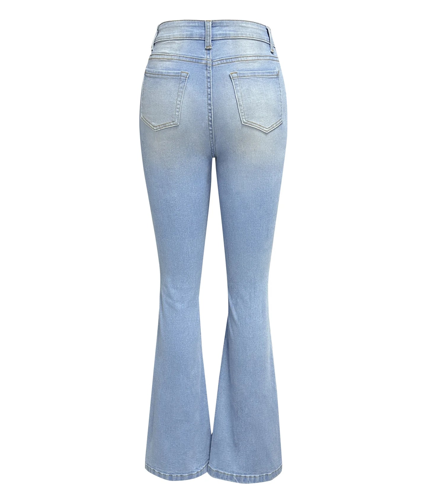 TAMBREET Blue Jeans for Women Pants Jeans Casual Long Flare Pants Slim High Waist Hole Denim Trousers Button Capris Y2k Spring 2024