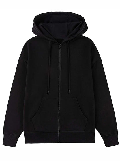 TAMBREET Brown Purple Black Zip Hooded Sweatshirt Winter Jacket Top Oversized Hoodie Retro Pocket Woman Clothes Long Sleeve Pullover