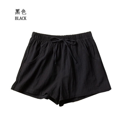 TAMBREET Casual Linen Shorts Women Gym Workout Shorts Cotton Short Pants High Waisted Black Ladies Short Femme Women Shorts Sport Femme