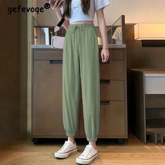 TAMBREET Clothes for Women 2024 Summer Korean Fashion Casual Streetwear Harem Pants Y2K Female High Waist Solid Loose Trousers Pantalones