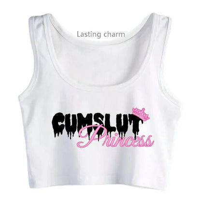 TAMBREET Daddy's Princess Design Breathable Slim Fit Tank Top Adult Humor Fun Flirty Print Crop Tops Summer Camisole Gym Vest