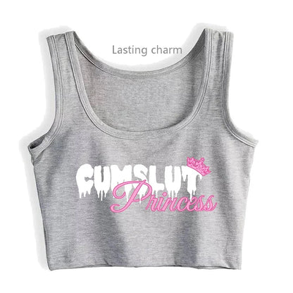 TAMBREET Daddy's Princess Design Breathable Slim Fit Tank Top Adult Humor Fun Flirty Print Crop Tops Summer Camisole Gym Vest