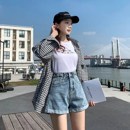 TAMBREET Denim Shorts Casual Loose Jeans Feminino Summer Sexy Daily Young Cute High Quality New Arrivals 2024 Women Short Pants