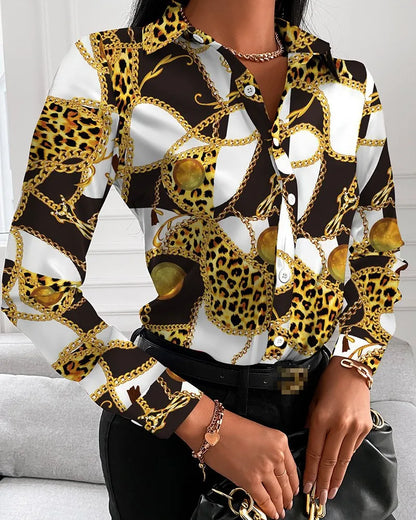 TAMBREET Elegant Women's Fashion Blouse 2024 Spring/Summer Digital Print Shirt Commuter Slim Fit Office Female Tops S-XXL