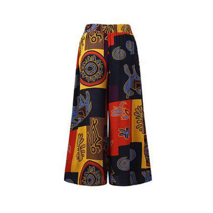 TAMBREET Ethnic Style Wide Leg Trousers Women Yoga Harem Pants Gypsy Hippie Thai Boho Court Pants Ruched Waist Aladdin Women's Pants