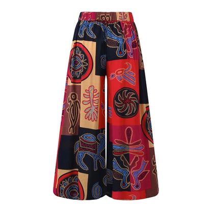 TAMBREET Ethnic Style Wide Leg Trousers Women Yoga Harem Pants Gypsy Hippie Thai Boho Court Pants Ruched Waist Aladdin Women's Pants