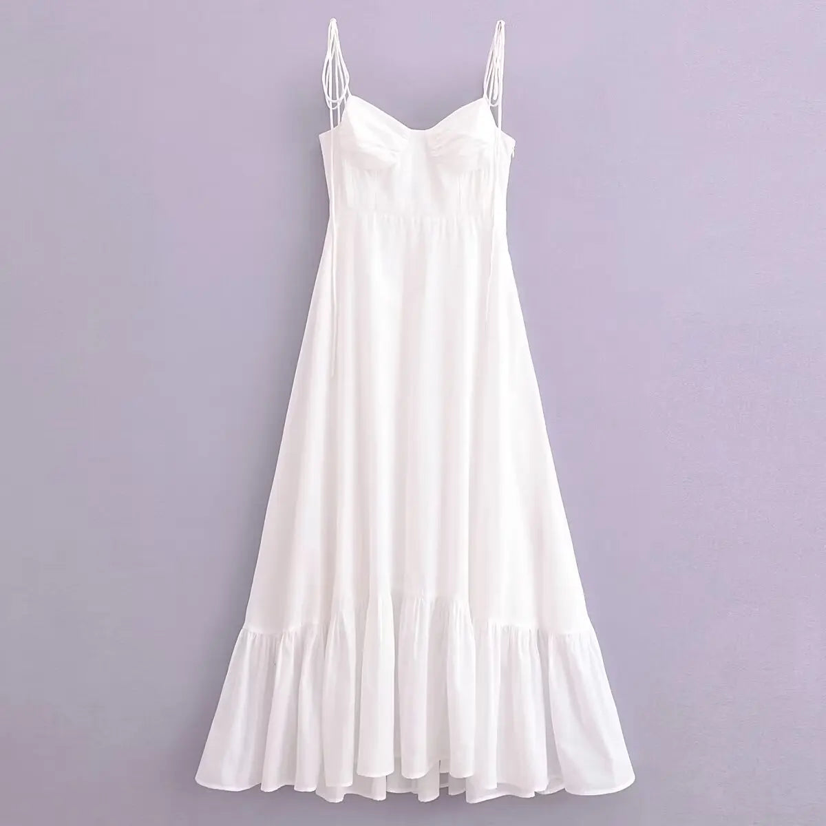 TAMBREET European and American style summer women's new 2024 fashionable white sleeveless poplin suspender dress