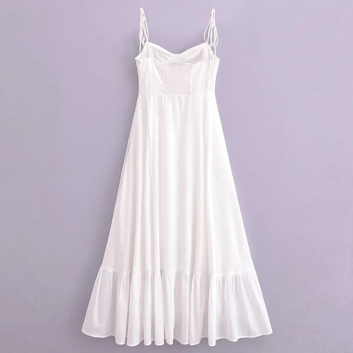 TAMBREET European and American style summer women's new 2024 fashionable white sleeveless poplin suspender dress