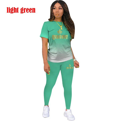 TAMBREET Fashion Women's Queen 2 Piece Set Jogging Suit Summer Casual Tracksuit Sportswear Female Sexy Outfits Short Suit