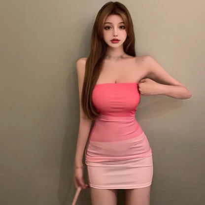 TAMBREET French Wrapped Chest Tube Top Dress Spring And Summer New Fairy Small Waist Thin  Short Skirt dresses summer 2024 woman