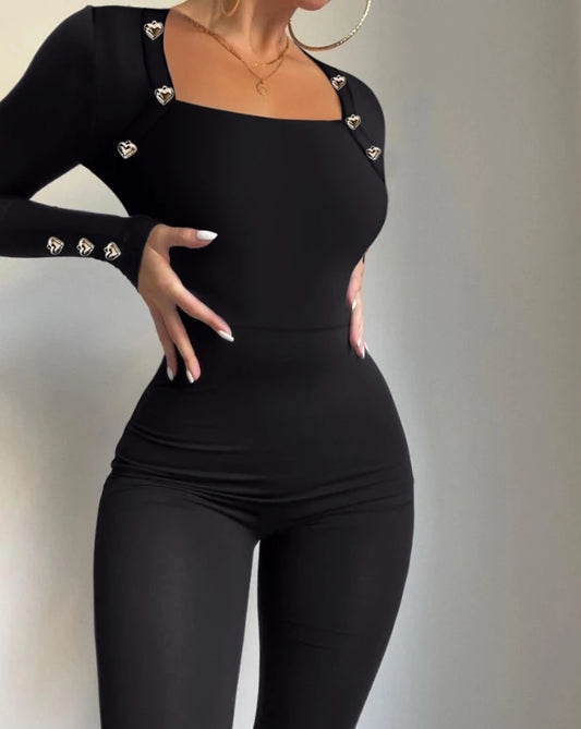 TAMBREET Full Length for Sexy and Elegant Women Heart Shaped Button Decor Jumpsuit Sexy Jumpsuit for Womens 2025