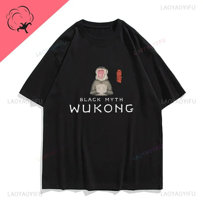 TAMBREET Funny T Shirt Game Black Myth Wukong Monkey Humor Print Tops Men Clothing Women Shirt Unisex Graphic Cotton Tee Ropa Hombre