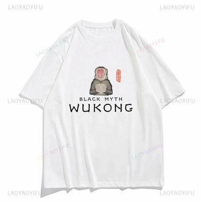 TAMBREET Funny T Shirt Game Black Myth Wukong Monkey Humor Print Tops Men Clothing Women Shirt Unisex Graphic Cotton Tee Ropa Hombre