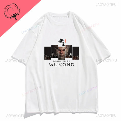 TAMBREET Funny T Shirt Game Black Myth Wukong Monkey Humor Print Tops Men Clothing Women Shirt Unisex Graphic Cotton Tee Ropa Hombre