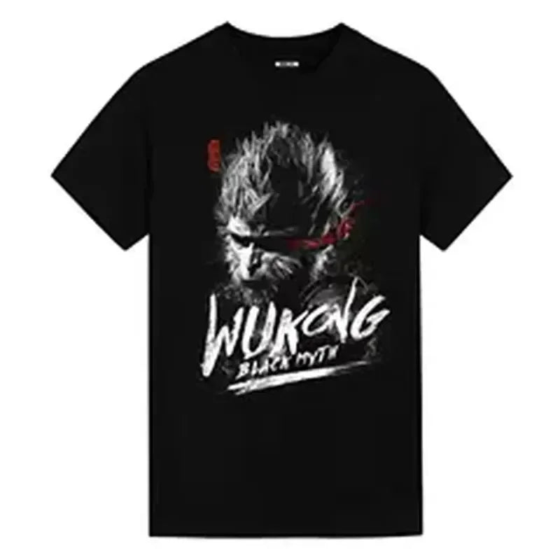 TAMBREET Game Black Myth Wukong Print T-shirt Summer Cotton Short Sleeve Top Casual Fashion Round Neck Outdoor Clothing Youth Men Clothes