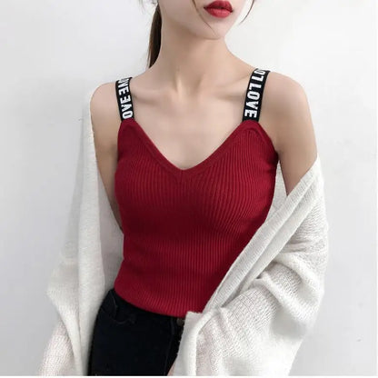 TAMBREET Gorset Camisoles for Women Woman Crop Knit Bow Top Cropped Debardeur Femme Chest Binder Women Tank Corto Dropshipping