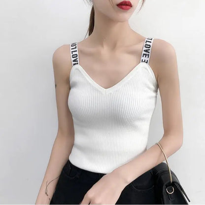 TAMBREET Gorset Camisoles for Women Woman Crop Knit Bow Top Cropped Debardeur Femme Chest Binder Women Tank Corto Dropshipping