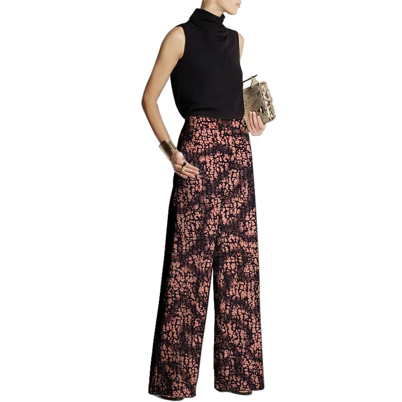 TAMBREET Hand Cut Ankara Fashion Women Wide Leg Pants Female African Print Bottoms Party Wear