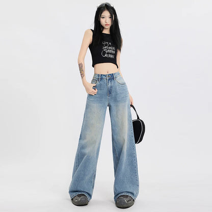 TAMBREET High Waisted Jeans Women Streetwear Denim Pants 2024 Y2k Wide Leg Pants Casual Trousers Korean Style Fashion Straight Jeans