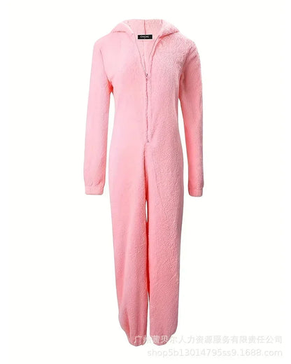 TAMBREET Homewear Pajamas Jumpsuits Women Autumn Winter Long-sleeved Hooded Trousers Rompers Plush Loungewear Pajamas Jumpsuit Outfits