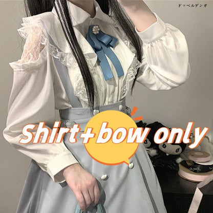 TAMBREET Kawaii Women Shirts Jirai Kei Lolita Y2K Cute Japanese Style Blouse Elegant Long Sleeve Sweet Tops Casual Aesthetic Shirt 2024