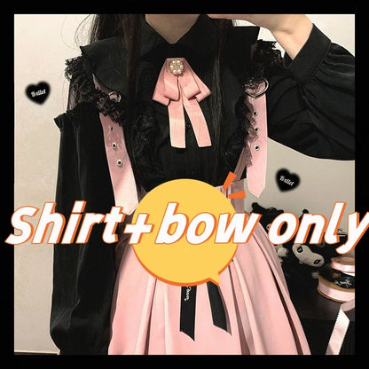 TAMBREET Kawaii Women Shirts Jirai Kei Lolita Y2K Cute Japanese Style Blouse Elegant Long Sleeve Sweet Tops Casual Aesthetic Shirt 2024