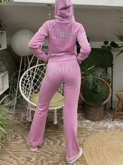 TAMBREET LMY New Juicy Tracksuit Women two piece set velour suits velvet zipper sweatshirt and pants velvet sweatshirt woman tracksuit